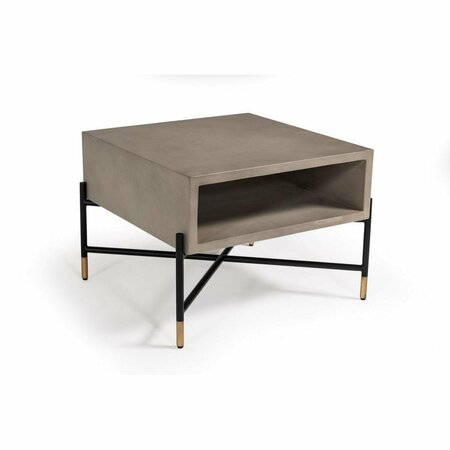 HOMEROOTS Modern Gray Concrete & Black Metal Coffee Table 472129